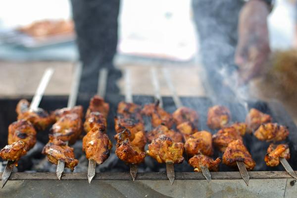 Kebab skewers on the grill