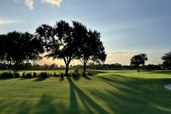Golf course at sunset